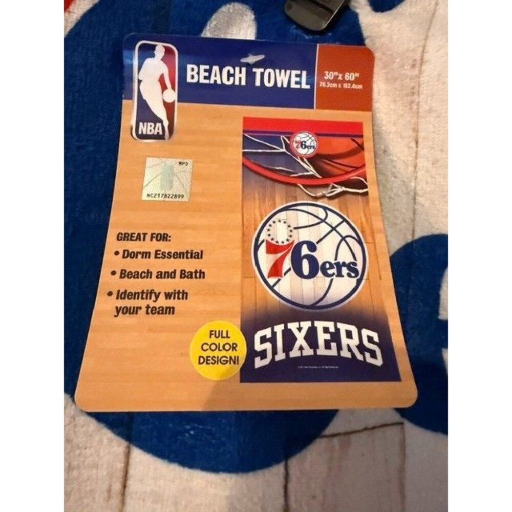 Philadelphia 76ers NBA Beach Towel 30x60 Sixers Basketball New With Tags